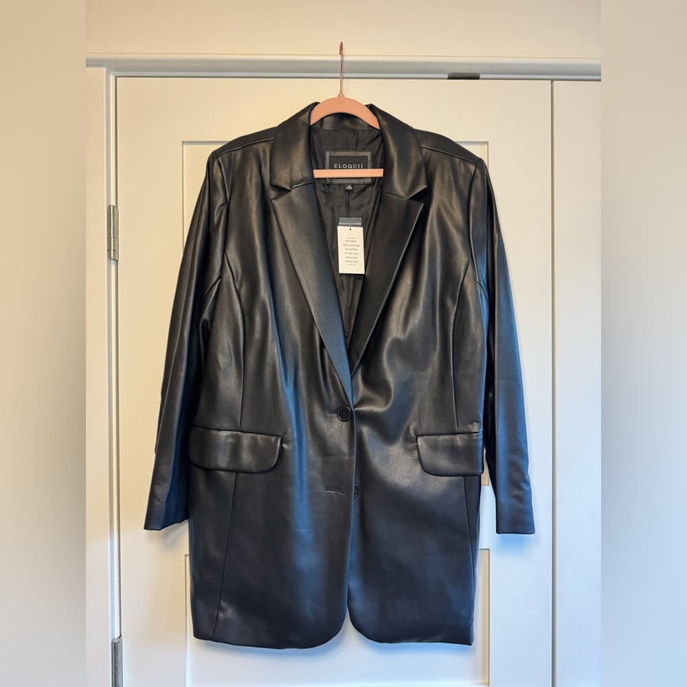 Eloquii Women's Sleek Black Faux Leather Blazer